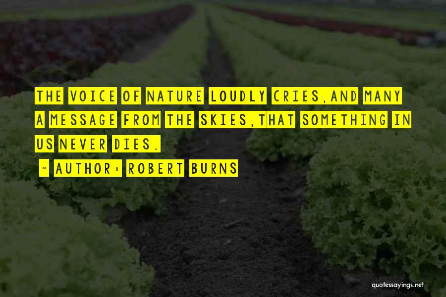 Robert Burns Quotes: The Voice Of Nature Loudly Cries,and Many A Message From The Skies,that Something In Us Never Dies.