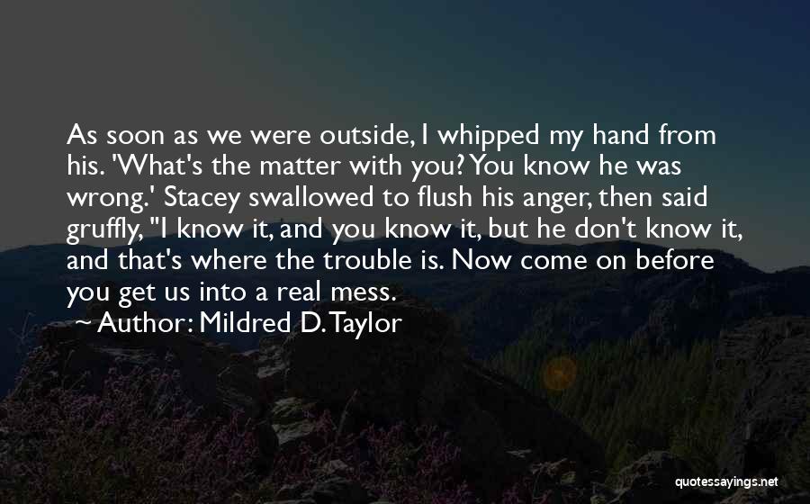 Mildred D. Taylor Quotes: As Soon As We Were Outside, I Whipped My Hand From His. 'what's The Matter With You? You Know He