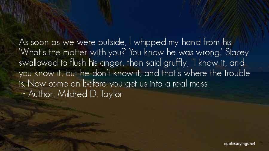 Mildred D. Taylor Quotes: As Soon As We Were Outside, I Whipped My Hand From His. 'what's The Matter With You? You Know He