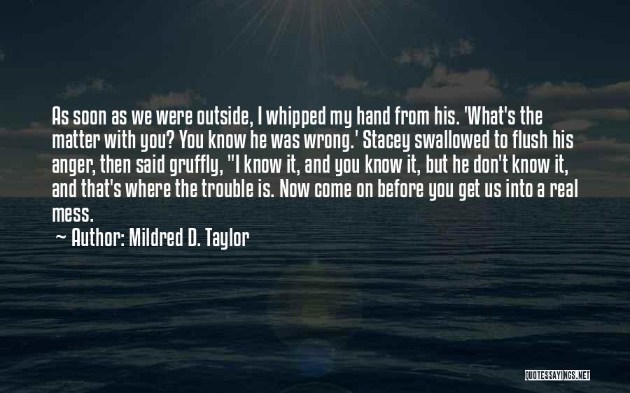 Mildred D. Taylor Quotes: As Soon As We Were Outside, I Whipped My Hand From His. 'what's The Matter With You? You Know He
