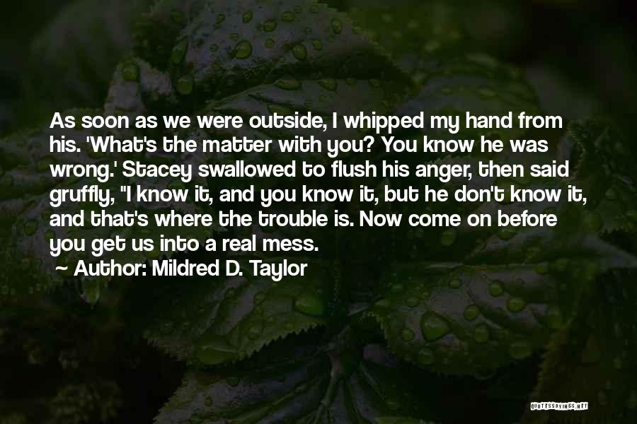 Mildred D. Taylor Quotes: As Soon As We Were Outside, I Whipped My Hand From His. 'what's The Matter With You? You Know He