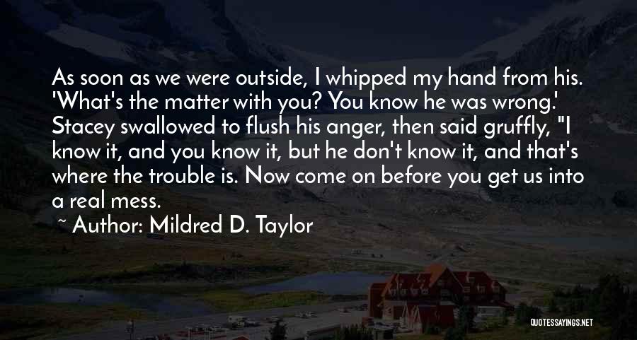 Mildred D. Taylor Quotes: As Soon As We Were Outside, I Whipped My Hand From His. 'what's The Matter With You? You Know He