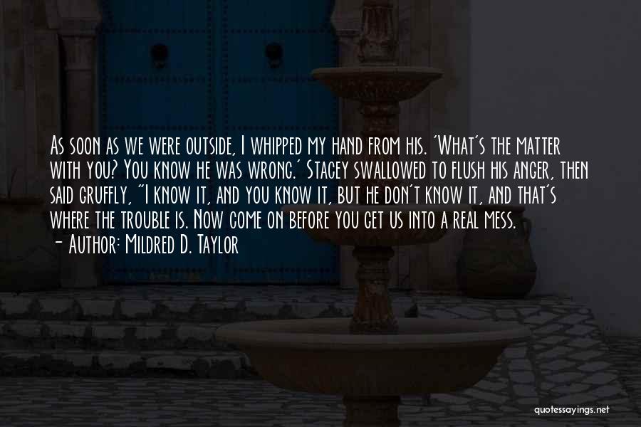 Mildred D. Taylor Quotes: As Soon As We Were Outside, I Whipped My Hand From His. 'what's The Matter With You? You Know He