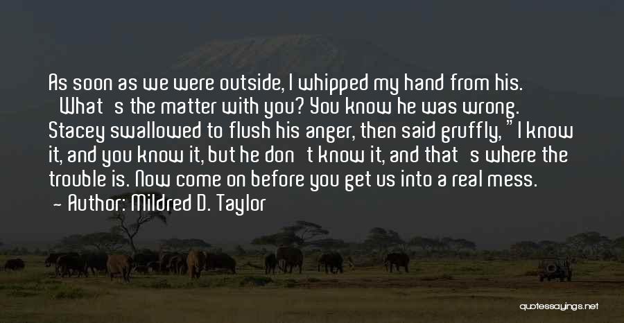 Mildred D. Taylor Quotes: As Soon As We Were Outside, I Whipped My Hand From His. 'what's The Matter With You? You Know He