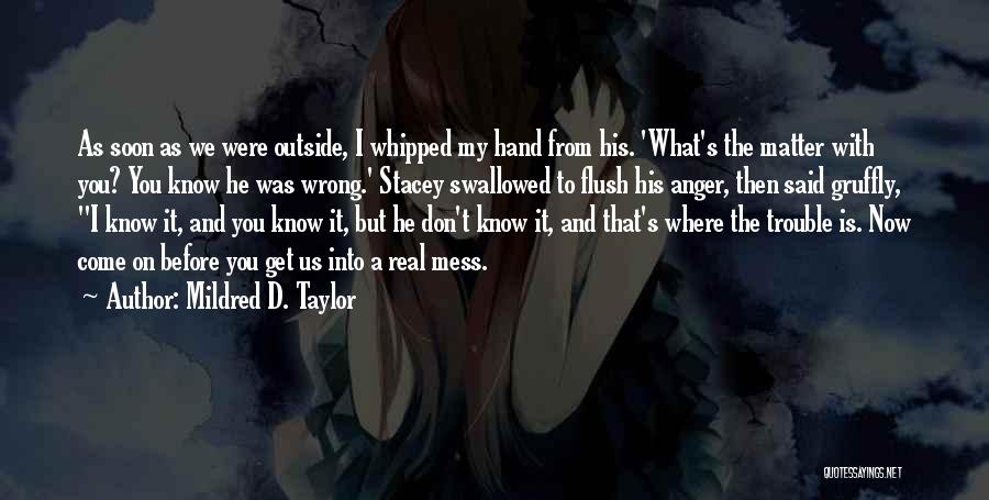 Mildred D. Taylor Quotes: As Soon As We Were Outside, I Whipped My Hand From His. 'what's The Matter With You? You Know He