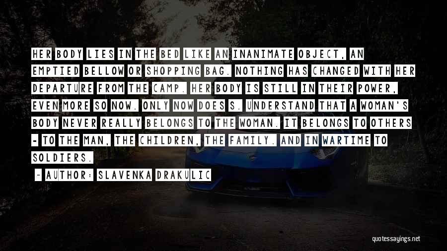 Slavenka Drakulic Quotes: Her Body Lies In The Bed Like An Inanimate Object, An Emptied Bellow Or Shopping Bag. Nothing Has Changed With