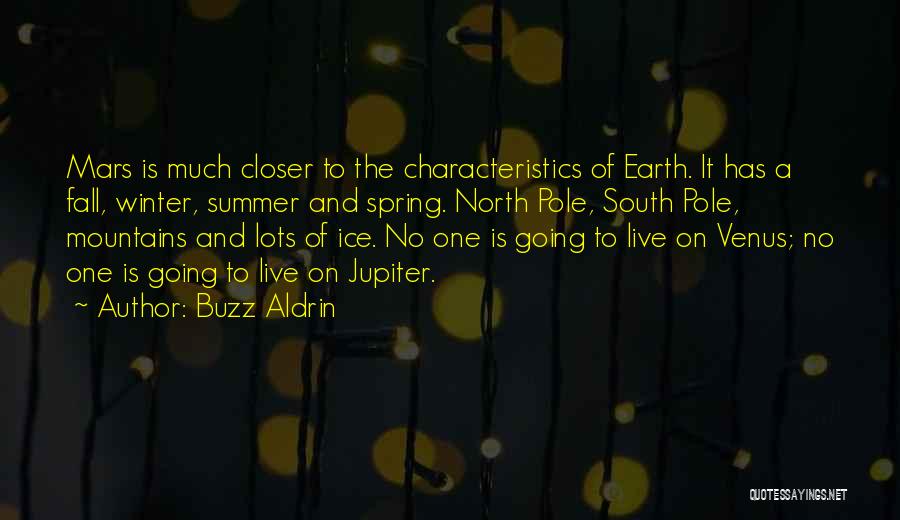 Buzz Aldrin Quotes: Mars Is Much Closer To The Characteristics Of Earth. It Has A Fall, Winter, Summer And Spring. North Pole, South