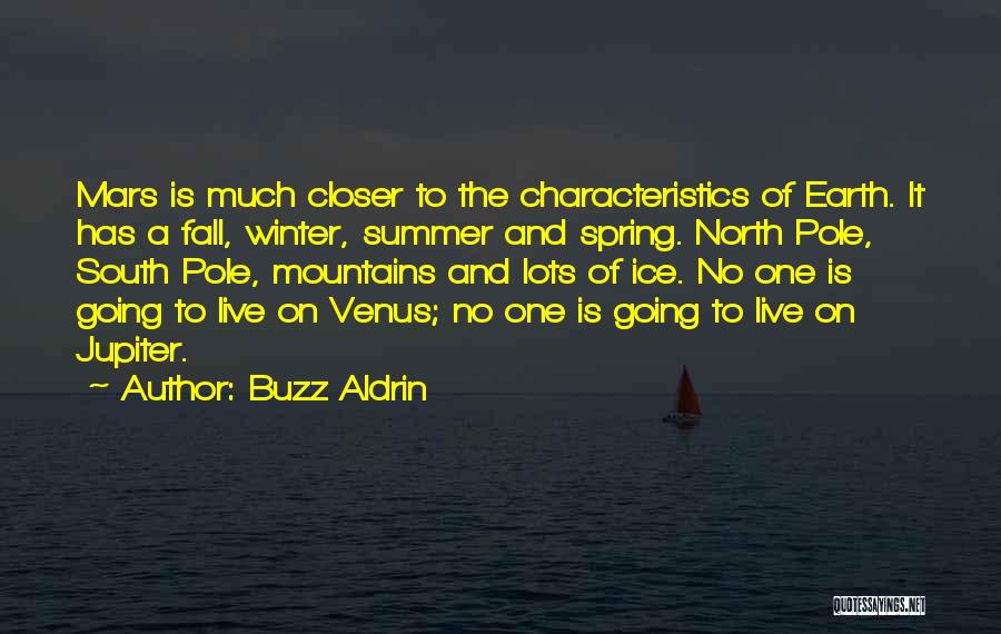 Buzz Aldrin Quotes: Mars Is Much Closer To The Characteristics Of Earth. It Has A Fall, Winter, Summer And Spring. North Pole, South