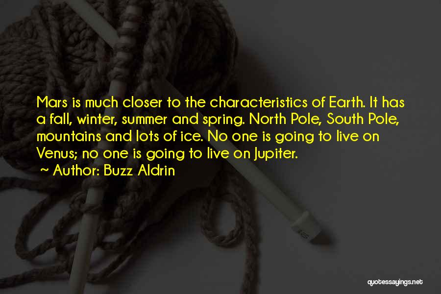 Buzz Aldrin Quotes: Mars Is Much Closer To The Characteristics Of Earth. It Has A Fall, Winter, Summer And Spring. North Pole, South