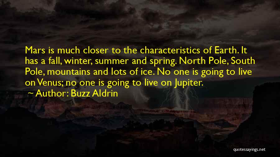 Buzz Aldrin Quotes: Mars Is Much Closer To The Characteristics Of Earth. It Has A Fall, Winter, Summer And Spring. North Pole, South