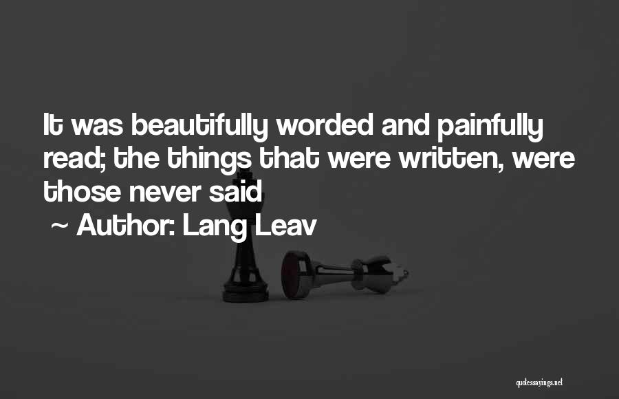 3 Worded Quotes By Lang Leav