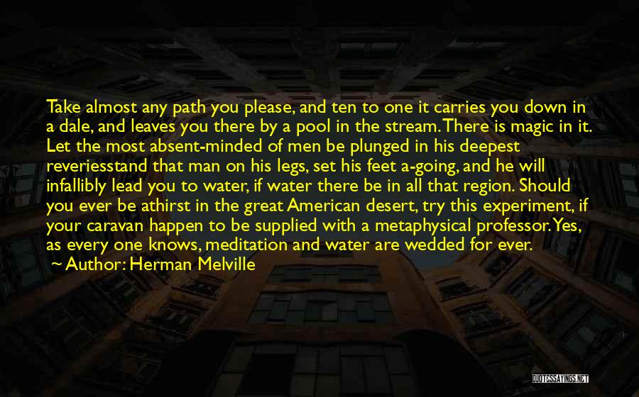 Herman Melville Quotes: Take Almost Any Path You Please, And Ten To One It Carries You Down In A Dale, And Leaves You