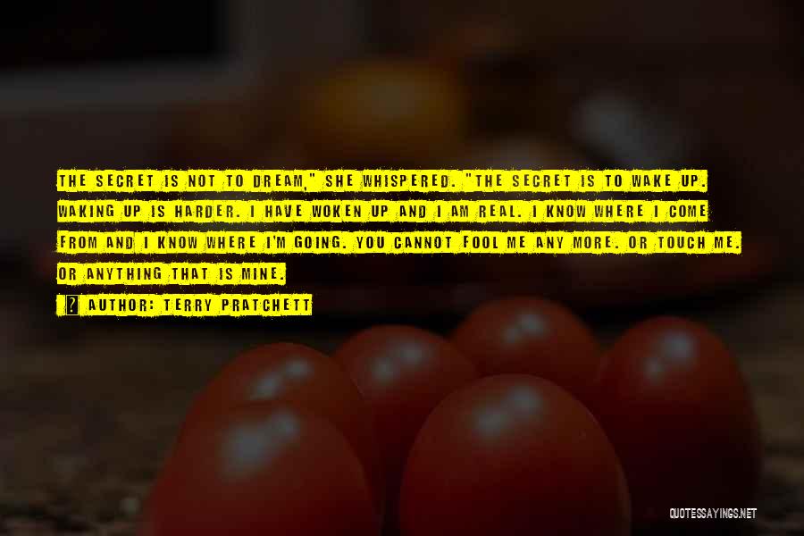 Terry Pratchett Quotes: The Secret Is Not To Dream, She Whispered. The Secret Is To Wake Up. Waking Up Is Harder. I Have