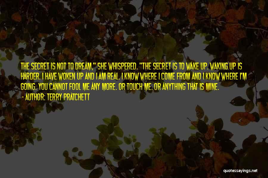 Terry Pratchett Quotes: The Secret Is Not To Dream, She Whispered. The Secret Is To Wake Up. Waking Up Is Harder. I Have