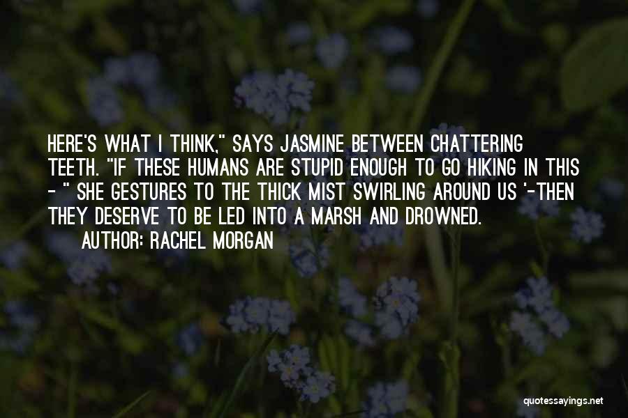 Rachel Morgan Quotes: Here's What I Think, Says Jasmine Between Chattering Teeth. If These Humans Are Stupid Enough To Go Hiking In This