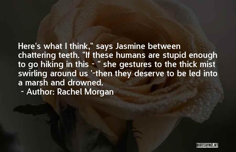 Rachel Morgan Quotes: Here's What I Think, Says Jasmine Between Chattering Teeth. If These Humans Are Stupid Enough To Go Hiking In This