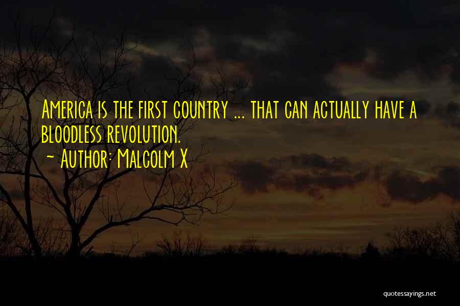 Malcolm X Quotes: America Is The First Country ... That Can Actually Have A Bloodless Revolution.