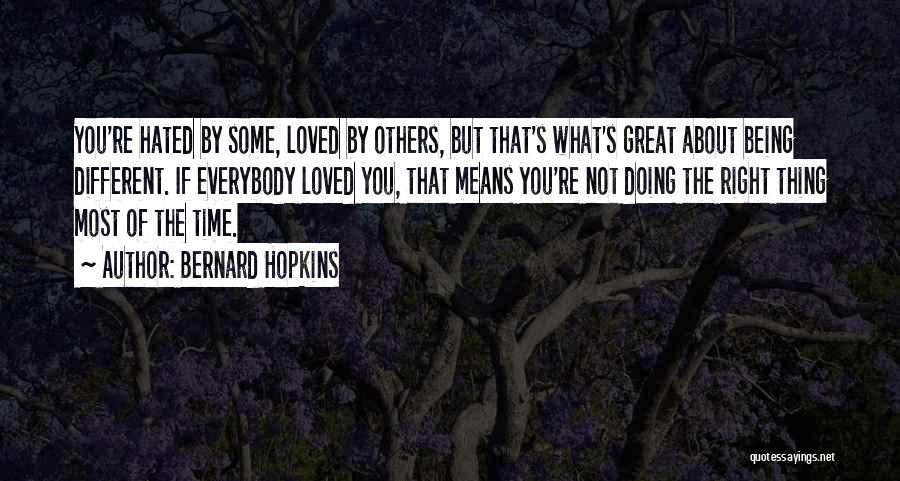 Bernard Hopkins Quotes: You're Hated By Some, Loved By Others, But That's What's Great About Being Different. If Everybody Loved You, That Means