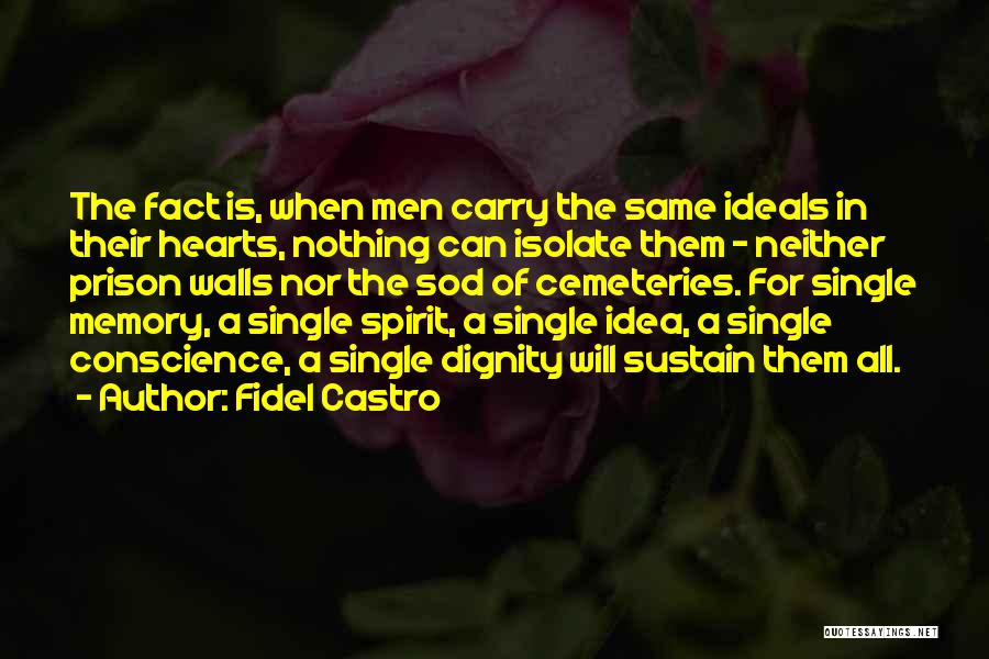 Fidel Castro Quotes: The Fact Is, When Men Carry The Same Ideals In Their Hearts, Nothing Can Isolate Them - Neither Prison Walls