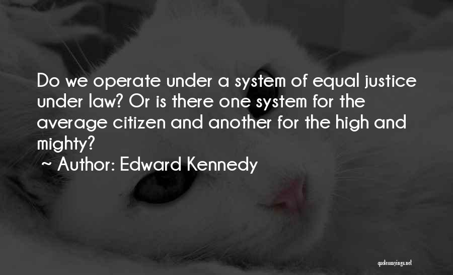Edward Kennedy Quotes: Do We Operate Under A System Of Equal Justice Under Law? Or Is There One System For The Average Citizen