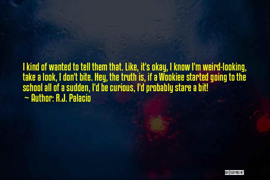R.J. Palacio Quotes: I Kind Of Wanted To Tell Them That. Like, It's Okay, I Know I'm Weird-looking, Take A Look, I Don't