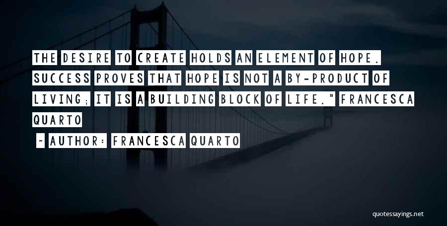 Francesca Quarto Quotes: The Desire To Create Holds An Element Of Hope. Success Proves That Hope Is Not A By-product Of Living; It