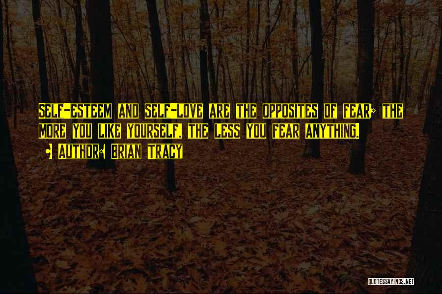 Brian Tracy Quotes: Self-esteem And Self-love Are The Opposites Of Fear; The More You Like Yourself, The Less You Fear Anything.