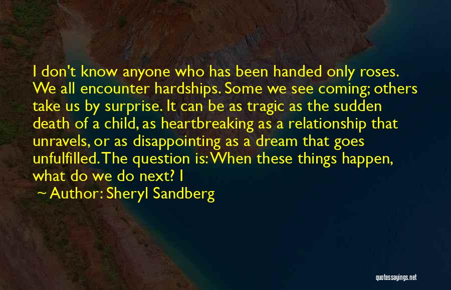 Sheryl Sandberg Quotes: I Don't Know Anyone Who Has Been Handed Only Roses. We All Encounter Hardships. Some We See Coming; Others Take