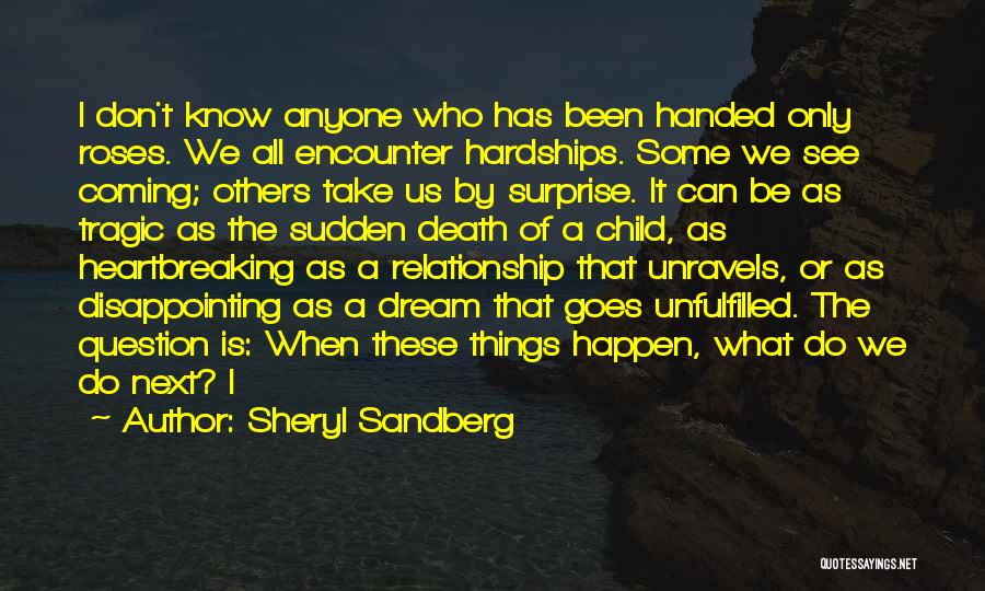 Sheryl Sandberg Quotes: I Don't Know Anyone Who Has Been Handed Only Roses. We All Encounter Hardships. Some We See Coming; Others Take