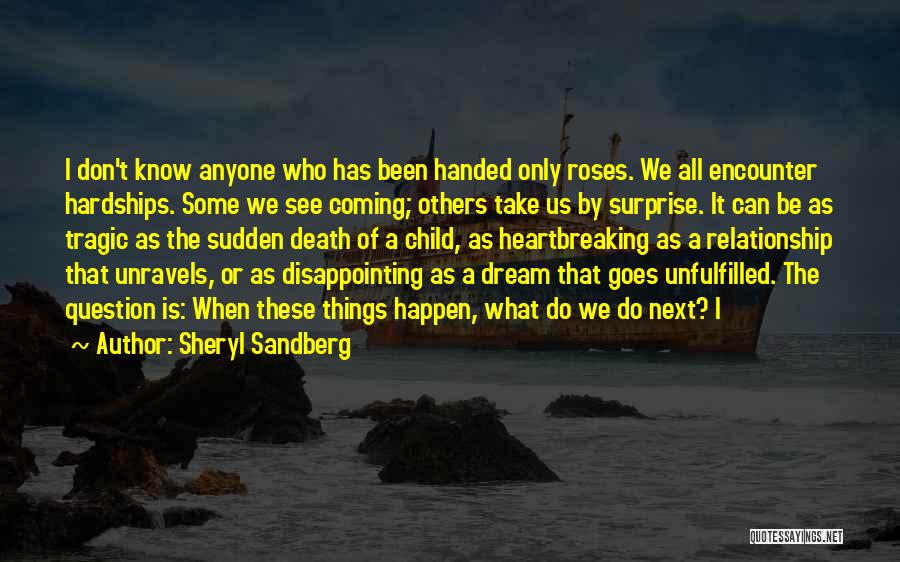 Sheryl Sandberg Quotes: I Don't Know Anyone Who Has Been Handed Only Roses. We All Encounter Hardships. Some We See Coming; Others Take