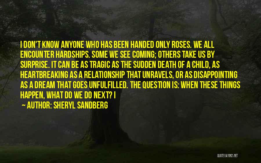 Sheryl Sandberg Quotes: I Don't Know Anyone Who Has Been Handed Only Roses. We All Encounter Hardships. Some We See Coming; Others Take