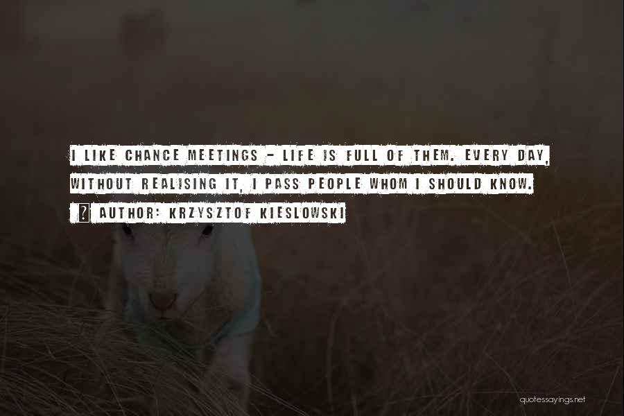 Krzysztof Kieslowski Quotes: I Like Chance Meetings - Life Is Full Of Them. Every Day, Without Realising It, I Pass People Whom I