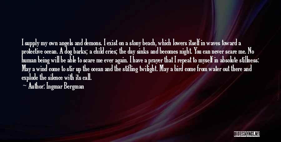 Ingmar Bergman Quotes: I Supply My Own Angels And Demons. I Exist On A Stony Beach, Which Lowers Itself In Waves Toward A