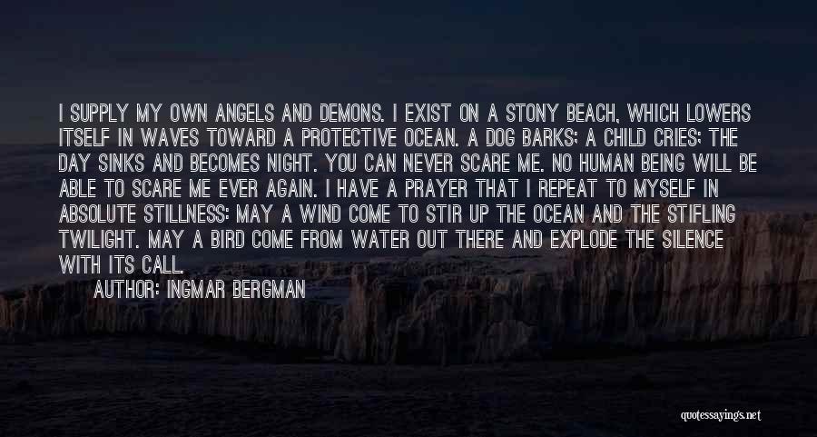 Ingmar Bergman Quotes: I Supply My Own Angels And Demons. I Exist On A Stony Beach, Which Lowers Itself In Waves Toward A