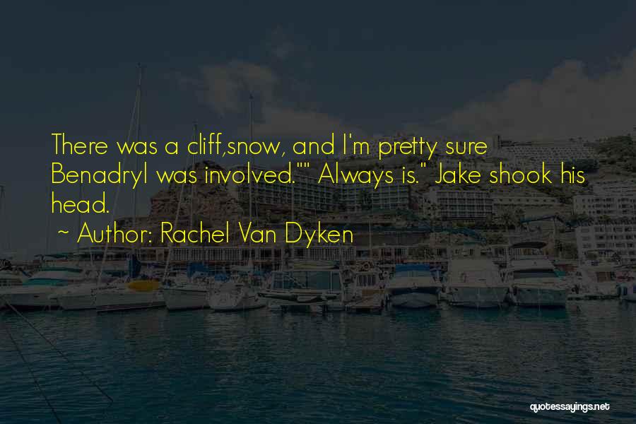 Rachel Van Dyken Quotes: There Was A Cliff,snow, And I'm Pretty Sure Benadryl Was Involved. Always Is. Jake Shook His Head.