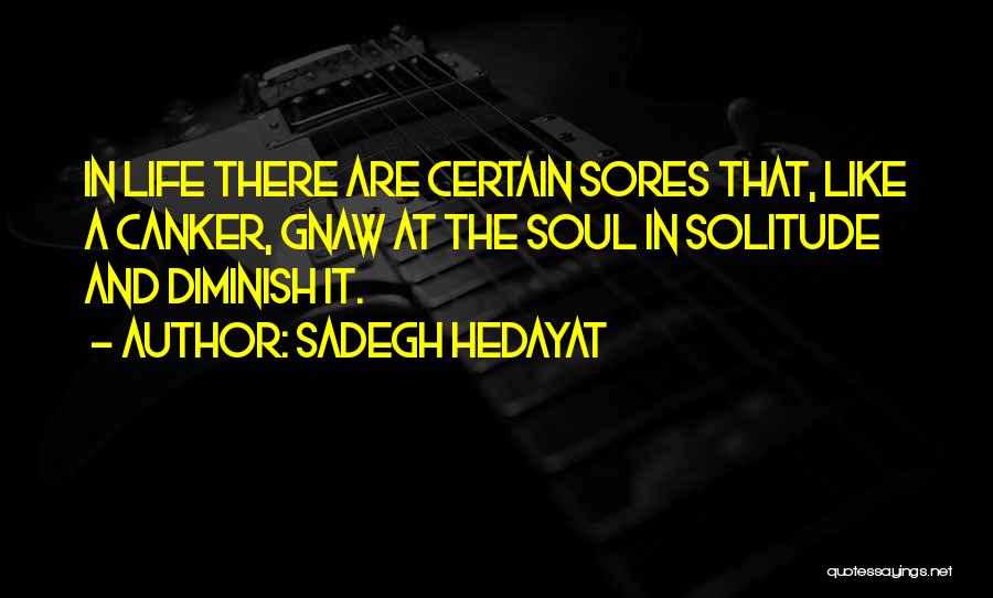 Sadegh Hedayat Quotes: In Life There Are Certain Sores That, Like A Canker, Gnaw At The Soul In Solitude And Diminish It.