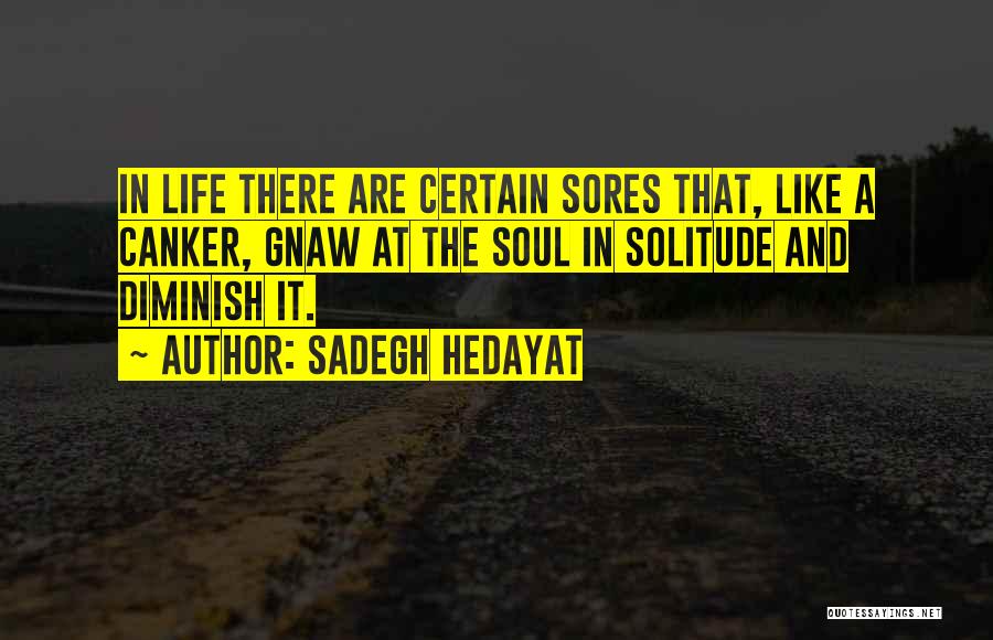 Sadegh Hedayat Quotes: In Life There Are Certain Sores That, Like A Canker, Gnaw At The Soul In Solitude And Diminish It.