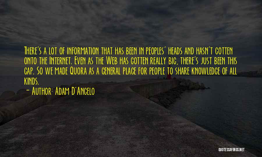 Adam D'Angelo Quotes: There's A Lot Of Information That Has Been In Peoples' Heads And Hasn't Gotten Onto The Internet. Even As The