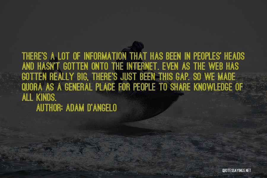 Adam D'Angelo Quotes: There's A Lot Of Information That Has Been In Peoples' Heads And Hasn't Gotten Onto The Internet. Even As The