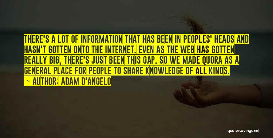 Adam D'Angelo Quotes: There's A Lot Of Information That Has Been In Peoples' Heads And Hasn't Gotten Onto The Internet. Even As The