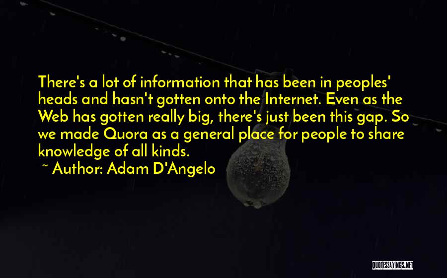 Adam D'Angelo Quotes: There's A Lot Of Information That Has Been In Peoples' Heads And Hasn't Gotten Onto The Internet. Even As The