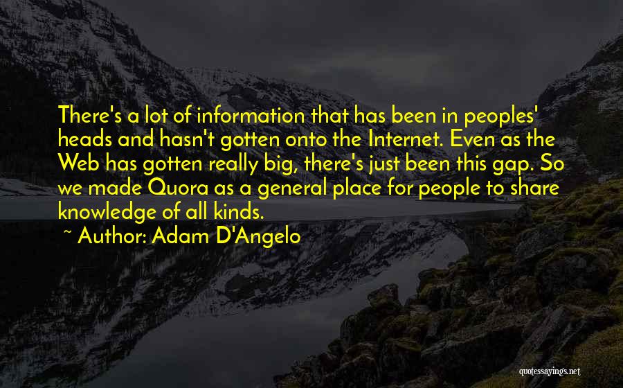 Adam D'Angelo Quotes: There's A Lot Of Information That Has Been In Peoples' Heads And Hasn't Gotten Onto The Internet. Even As The