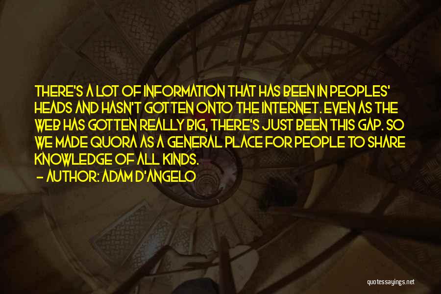 Adam D'Angelo Quotes: There's A Lot Of Information That Has Been In Peoples' Heads And Hasn't Gotten Onto The Internet. Even As The