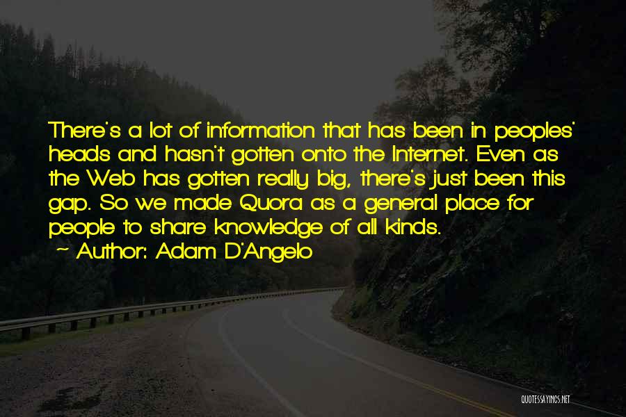 Adam D'Angelo Quotes: There's A Lot Of Information That Has Been In Peoples' Heads And Hasn't Gotten Onto The Internet. Even As The