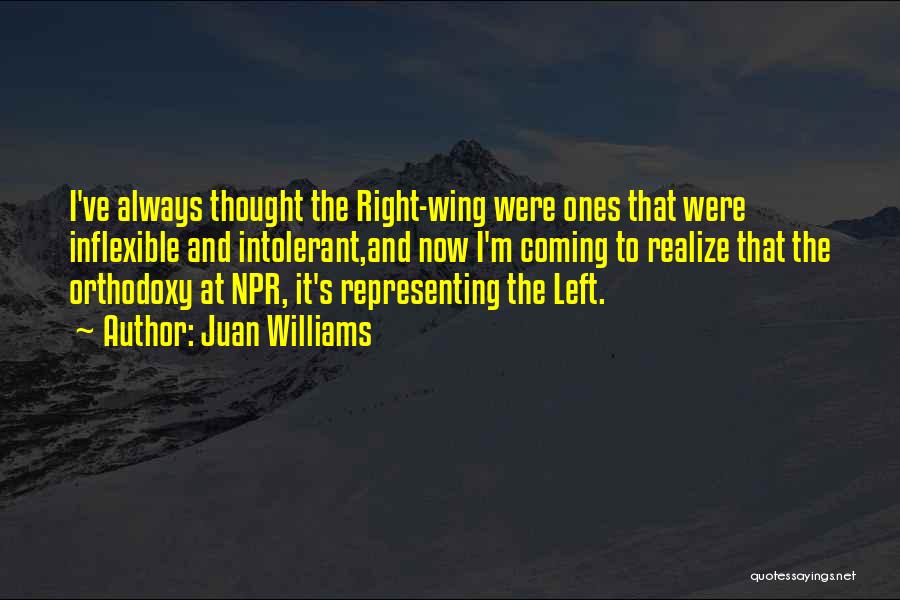 Juan Williams Quotes: I've Always Thought The Right-wing Were Ones That Were Inflexible And Intolerant,and Now I'm Coming To Realize That The Orthodoxy
