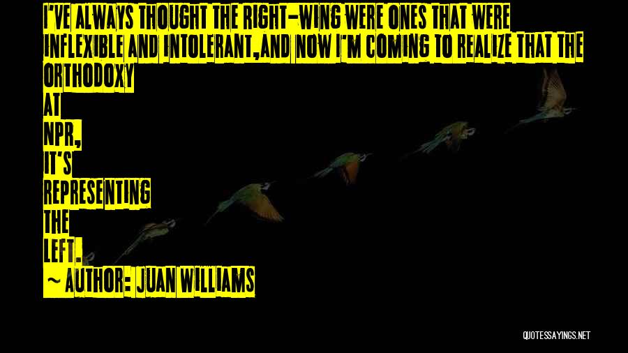 Juan Williams Quotes: I've Always Thought The Right-wing Were Ones That Were Inflexible And Intolerant,and Now I'm Coming To Realize That The Orthodoxy