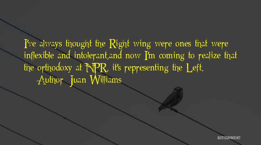 Juan Williams Quotes: I've Always Thought The Right-wing Were Ones That Were Inflexible And Intolerant,and Now I'm Coming To Realize That The Orthodoxy
