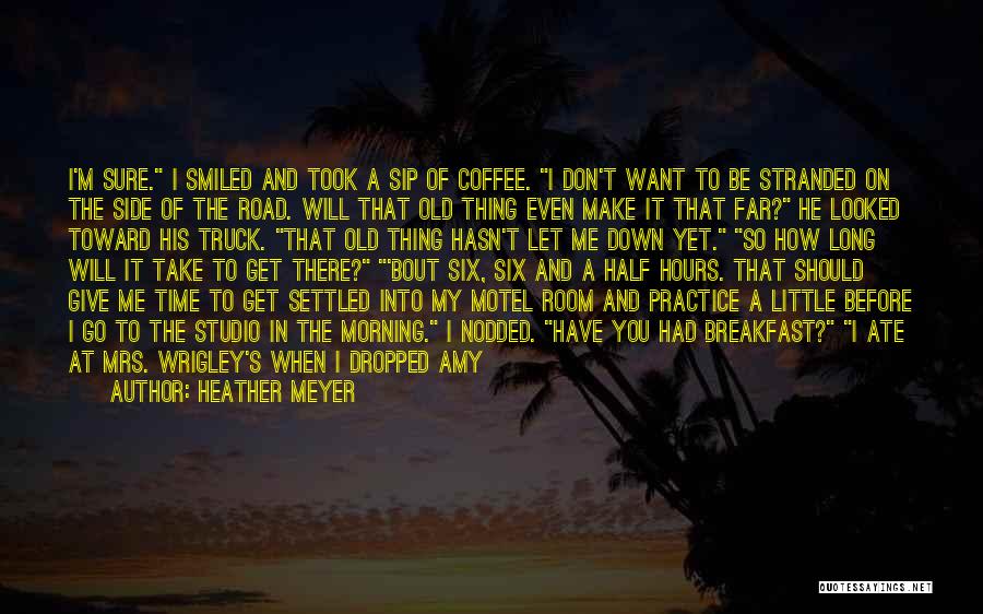 Heather Meyer Quotes: I'm Sure. I Smiled And Took A Sip Of Coffee. I Don't Want To Be Stranded On The Side Of