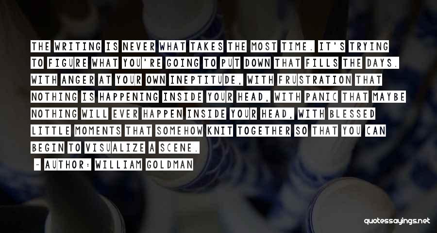 William Goldman Quotes: The Writing Is Never What Takes The Most Time. It's Trying To Figure What You're Going To Put Down That