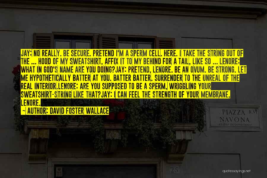David Foster Wallace Quotes: Jay: No Really. Be Secure. Pretend I'm A Sperm Cell. Here. I Take The String Out Of The ... Hood
